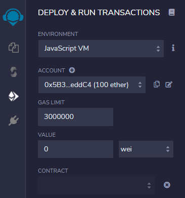 Remix IDE Deploy & Run Transactions panel